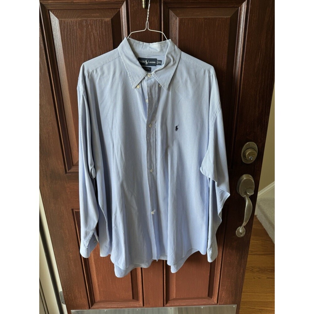 Polo Ralph Lauren Blaire Mens Navy Blue StripedLong Sleeve Button Down Shirt 2XL